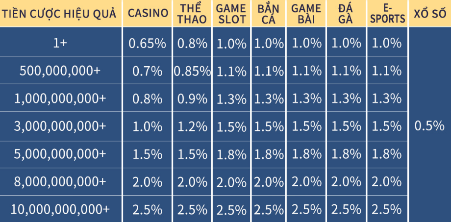 Khuyến Mãi VZ99 - Bí Quyết Tối Đa Hóa Lợi Nhuận 14 Bảng hoàn trả khuyến mãi VZ99